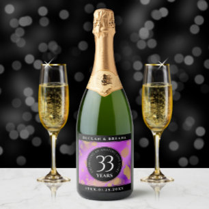 Étiquettes Pour Bouteilles De Vin Mousseux Élégant 33e anniversaire du Mariage Améthyste