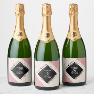 Étiquettes Pour Bouteilles De Vin Mousseux Élégant 37e anniversaire du Mariage Alabaster
