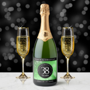 Étiquettes Pour Bouteilles De Vin Mousseux Élégant 38e anniversaire du Mariage Emeraude
