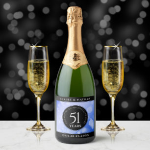 Étiquettes Pour Bouteilles De Vin Mousseux Élégant 51e anniversaire de Mariage Sapphire