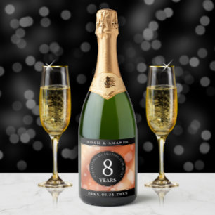 Étiquettes Pour Bouteilles De Vin Mousseux Élégant 8ème anniversaire de Mariage de bronze