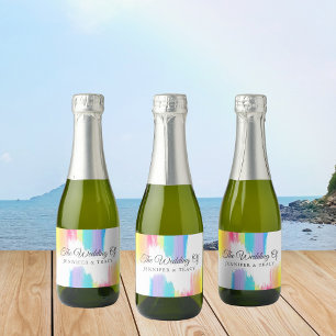 Étiquettes Pour Bouteilles De Vin Mousseux Élégant arc-en-ciel Mariage LGBTQ Mini personnalis