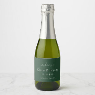 Étiquettes Pour Bouteilles De Vin Mousseux Élégant Émeraude Vert Mariage Bienvenue Cadeau