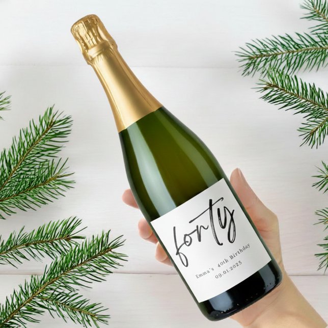 Étiquettes Pour Bouteilles De Vin Mousseux Elegant Forty Birthday Champagne Label (Créateur téléchargé)