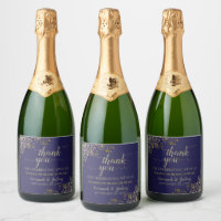 Elégant Gold Frills sur Mariage Merci bleu marine