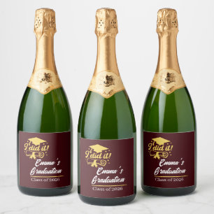 Étiquettes Pour Bouteilles De Vin Mousseux Elegant j'ai réussi Fête de fin d'études