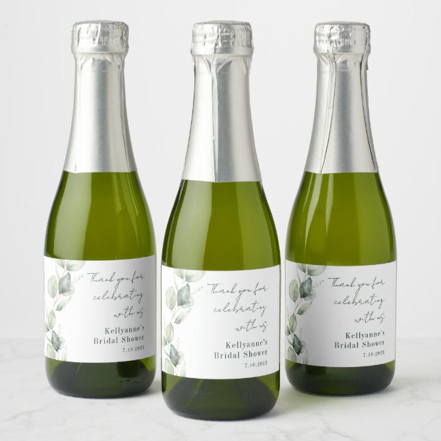 Étiquettes Pour Bouteilles De Vin Mousseux Élégant lavis de script aquarelle Eucalyptus pour  (Bouteilles)