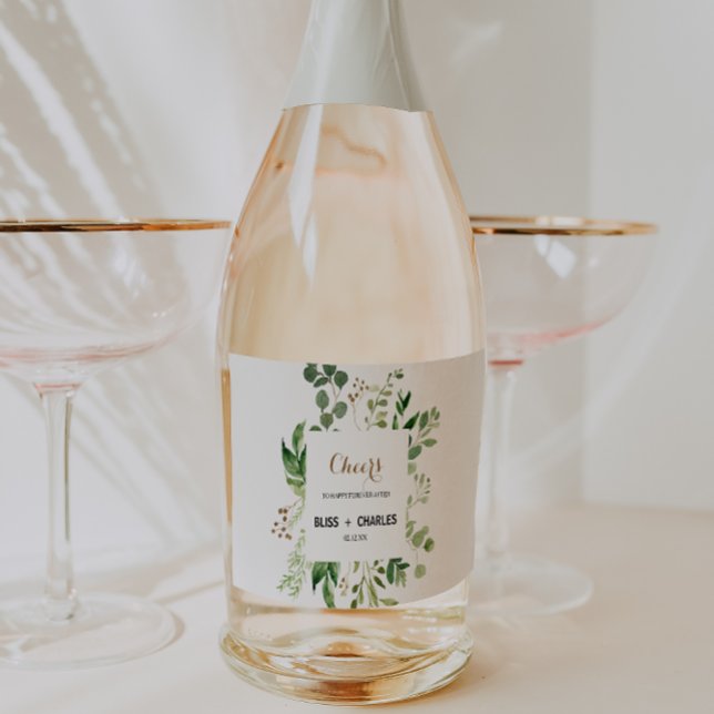 Étiquettes Pour Bouteilles De Vin Mousseux Elégant Mariage Eucalyptus  Sparkling Wine Étiquet (Créateur téléchargé)