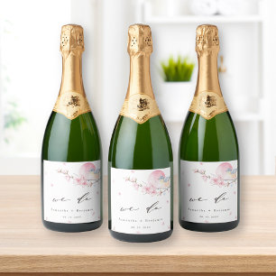 Étiquettes Pour Bouteilles De Vin Mousseux Élégant Mariage rose
