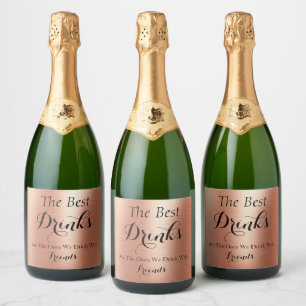 Étiquettes Pour Bouteilles De Vin Mousseux Elégant Rose Gold Girls Weekend Party Cocktail