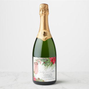 Étiquettes Pour Bouteilles De Vin Mousseux Élégant Sucre de canne Poinsettia Recette Champage