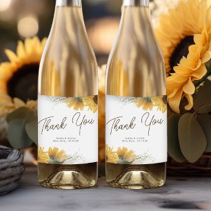 Étiquettes Pour Bouteilles De Vin Mousseux Elégant tournesol, mariage de automne de campagne 