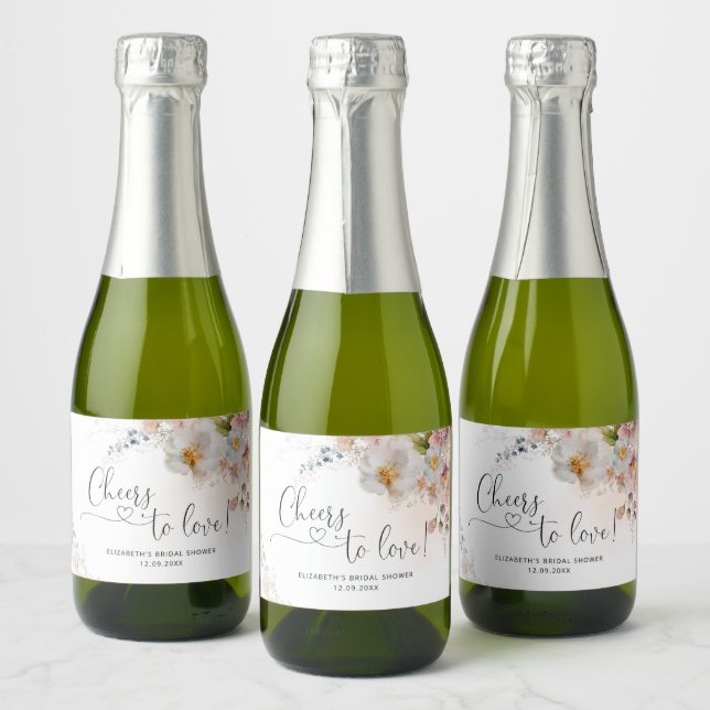 Étiquettes Pour Bouteilles De Vin Mousseux Elegant Wildflower Bridal Shower Vin mousseux La (Bouteilles)