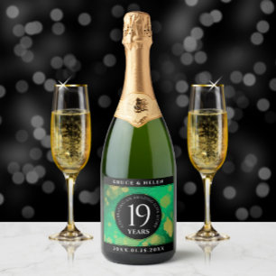 Étiquettes Pour Bouteilles De Vin Mousseux Élégante 19e anniversaire du Mariage de Jade