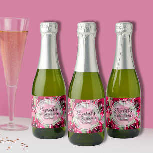 Étiquettes Pour Bouteilles De Vin Mousseux Élégante Aquarelle rose Floral Mini