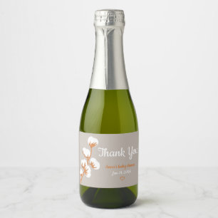 Étiquettes Pour Bouteilles De Vin Mousseux Élégante Branche de coton "Merci" Custom Sparklin