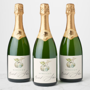 Étiquettes Pour Bouteilles De Vin Mousseux Élégante calligraphie Automne Citrouille Fête des 
