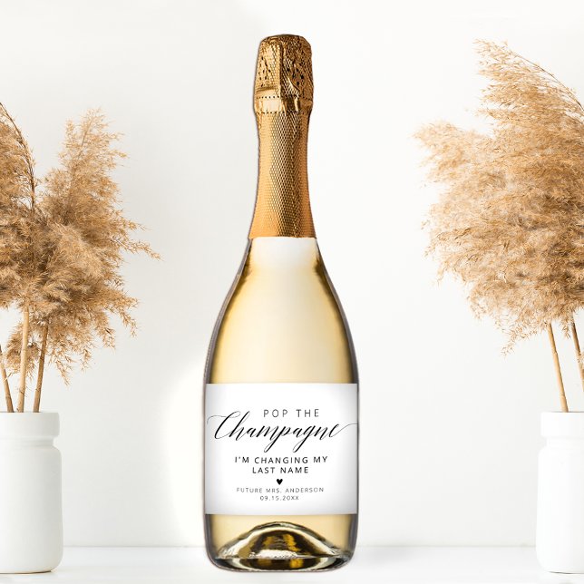 Étiquettes Pour Bouteilles De Vin Mousseux Élégante Calligraphie Pop Le Champagne (Créateur téléchargé)