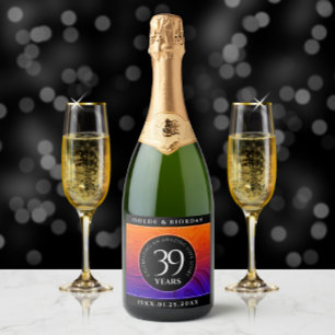 Étiquettes Pour Bouteilles De Vin Mousseux Élégante célébration du 39e anniversaire du Mariag