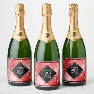 Étiquettes Pour Bouteilles De Vin Mousseux Élégante célébration du 40e anniversaire du Mariag