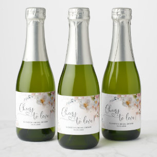 Étiquettes Pour Bouteilles De Vin Mousseux Elegante Fête de Mariée Fleur Sauvage Vin Brillant
