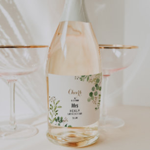 Étiquettes Pour Bouteilles De Vin Mousseux Elégante Fête des mariées Eucalyptus Sparkling Win