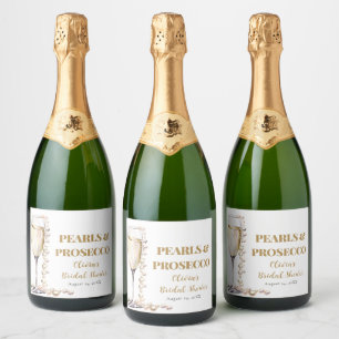 Étiquettes Pour Bouteilles De Vin Mousseux Elégante perles d'or et Fête des mariées de poursu