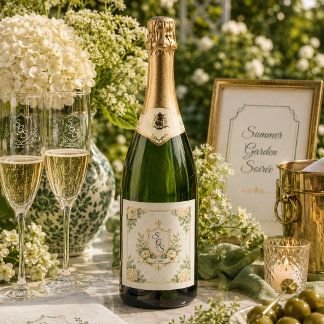 Étiquettes Pour Bouteilles De Vin Mousseux Élégante soirée de jardin d'été - Monogramme flora