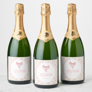 Étiquettes Pour Bouteilles De Vin Mousseux Elle noue le nœud Coquette Bow Baby Shower