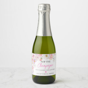 Étiquettes Pour Bouteilles De Vin Mousseux Eloise Floral Pop the Champagne Enterrement de Vie