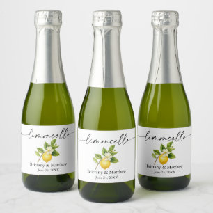 Étiquettes Pour Bouteilles De Vin Mousseux Encre de calligraphie au citron à l'aquarelle Limo