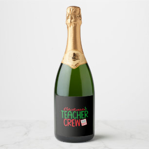 Étiquettes Pour Bouteilles De Vin Mousseux Enseignant de Noël, équipage de noël