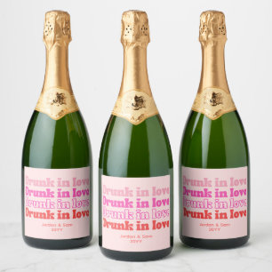 Étiquettes Pour Bouteilles De Vin Mousseux Enterrée de vie de jeune fille Ivre d'amour Rose R