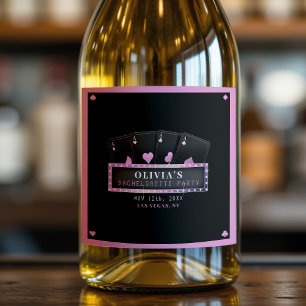 Étiquettes Pour Bouteilles De Vin Mousseux Enterrement de vie de jeune fille As de Poker Rose