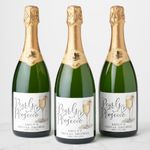 Étiquettes Pour Bouteilles De Vin Mousseux Enterrement de vie de jeune fille Perles et Prosec