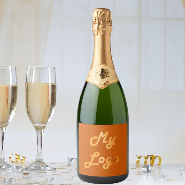 Étiquettes Pour Bouteilles De Vin Mousseux Entreprise d'image de logo orange brûlé (Créateur téléchargé)