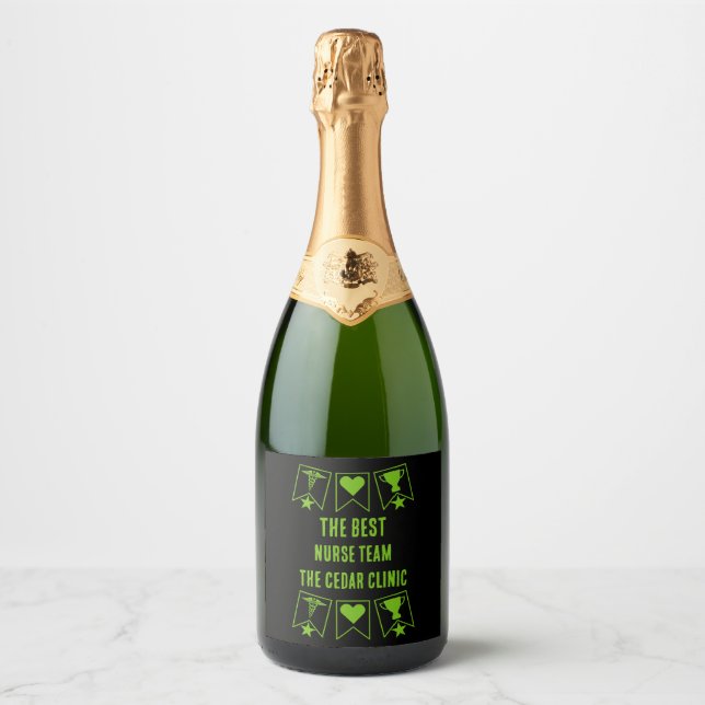 Étiquettes Pour Bouteilles De Vin Mousseux Équipe infirmière (Devant)