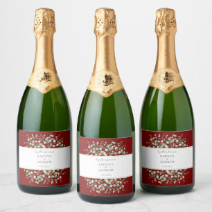 Étiquettes Pour Bouteilles De Vin Mousseux Étiquettes de mariage « Bourgogne Eucalyptus Ensem