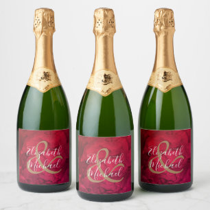 Étiquettes Pour Bouteilles De Vin Mousseux Étiquettes de vin pétillant aquarelle rouge à noir