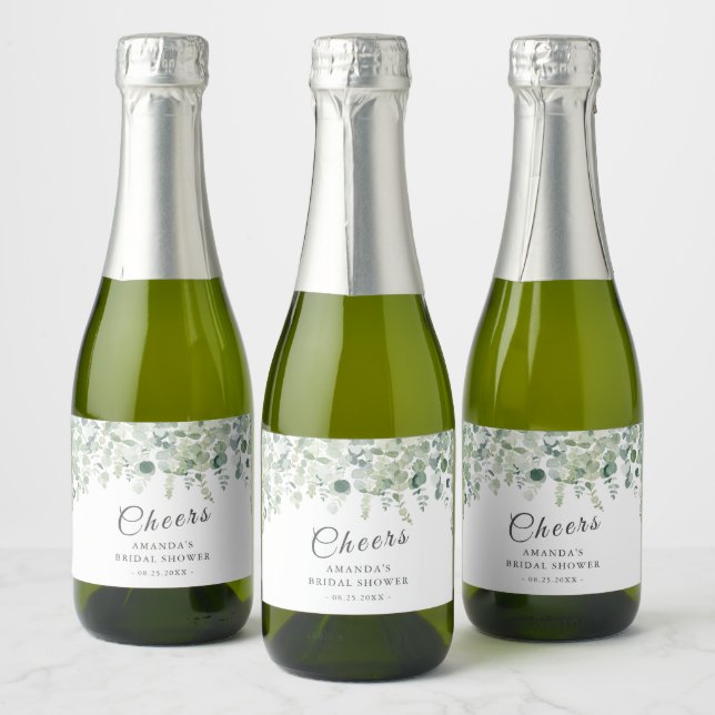 Étiquettes Pour Bouteilles De Vin Mousseux Eucaliptus Green encourage la Fête des mariées (Bouteilles)