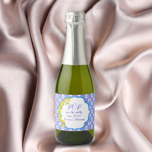 Étiquettes Pour Bouteilles De Vin Mousseux Faire-part de Baby Shower aux citrons aquarelle d'