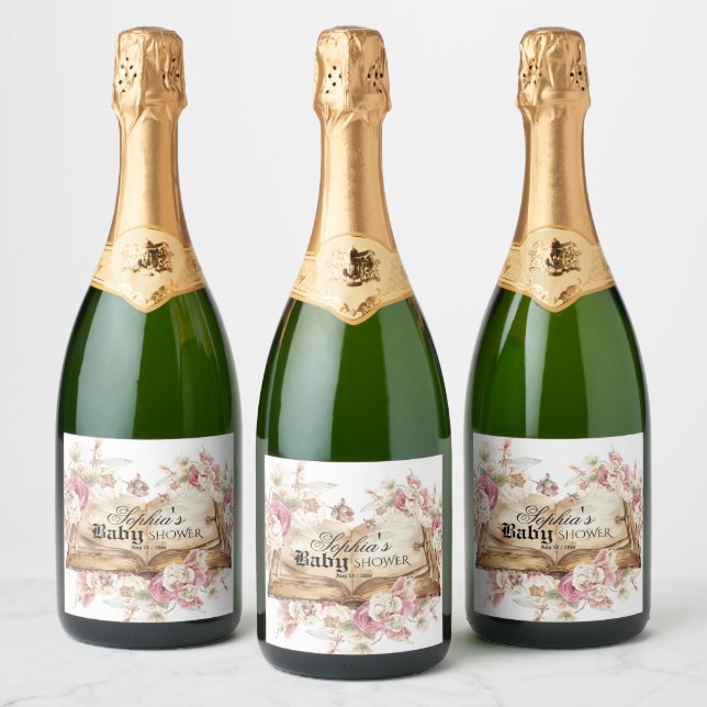 Étiquettes Pour Bouteilles De Vin Mousseux Fairytale Book Baby Shower (Bouteilles)