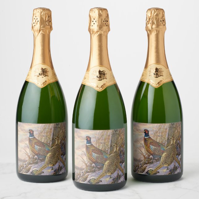 Étiquettes Pour Bouteilles De Vin Mousseux Faisan  (Bouteilles)