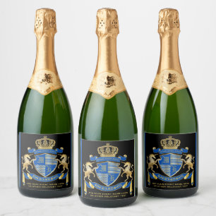 Étiquettes Pour Bouteilles De Vin Mousseux Faites votre propre manteau Unicorn d'armoiries bl