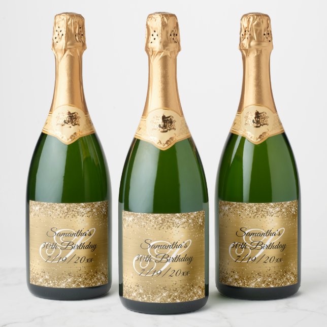 Étiquettes Pour Bouteilles De Vin Mousseux Faux Gold Parties scintillant et Foil 30e annivers (Bouteilles)