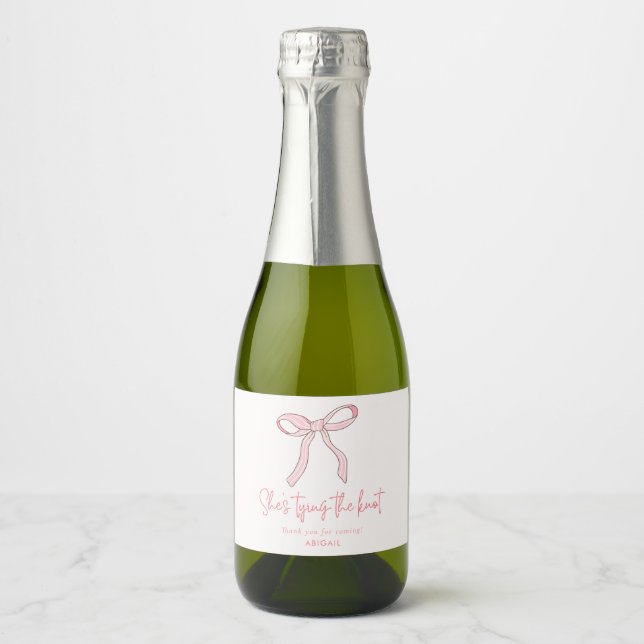 Étiquettes Pour Bouteilles De Vin Mousseux Faveur de Coquette Rose pour Mariage (Devant)
