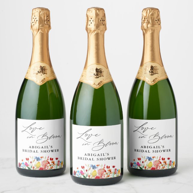 Étiquettes Pour Bouteilles De Vin Mousseux Faveur de mariage de fleurs sauvages en fleurs (Bouteilles)