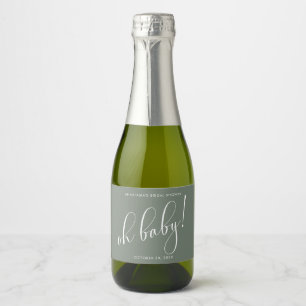 Étiquettes Pour Bouteilles De Vin Mousseux Faveurs de douche de mariage minimaliste vert saug