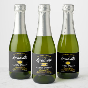 Étiquettes Pour Bouteilles De Vin Mousseux Félicitations à la Graduation Black Gold Yellow Mi