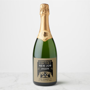 Étiquettes Pour Bouteilles De Vin Mousseux Félicitations D'Or Pour Le Nouveau Travail